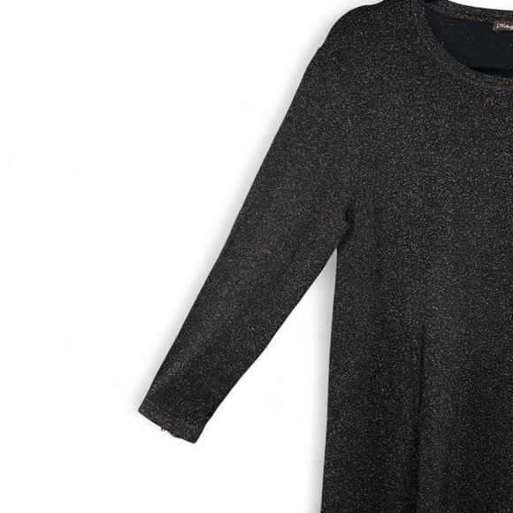 J. McLaughlin Black Metallic Knit Midi Dress Size Small Shimmer Minimalist Party - Picture 5 of 10